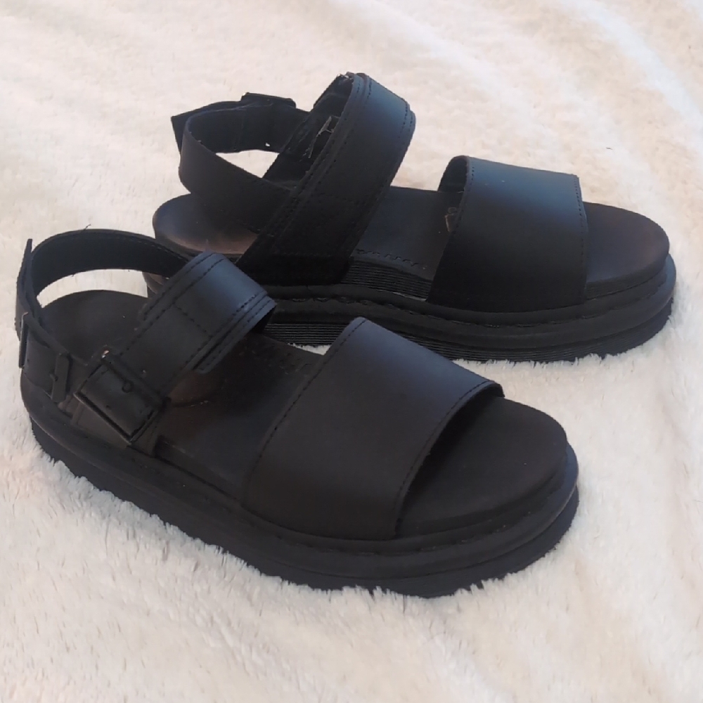 Dr. Martens Black Leather Platform Sandals